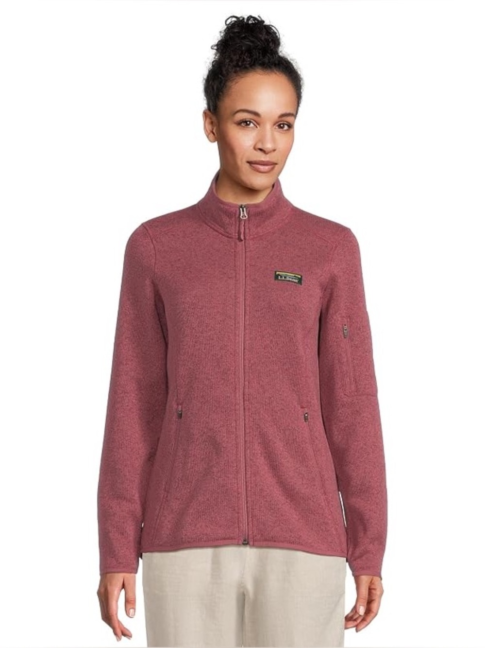 L.L. Bean Women's Heathered Brick Zip-Up Fleece Jacket
